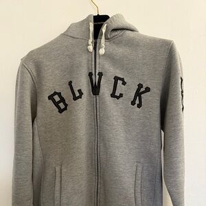 BLACK SCALE ASAP MOB Zip-Up Hoodie with Black Lettering